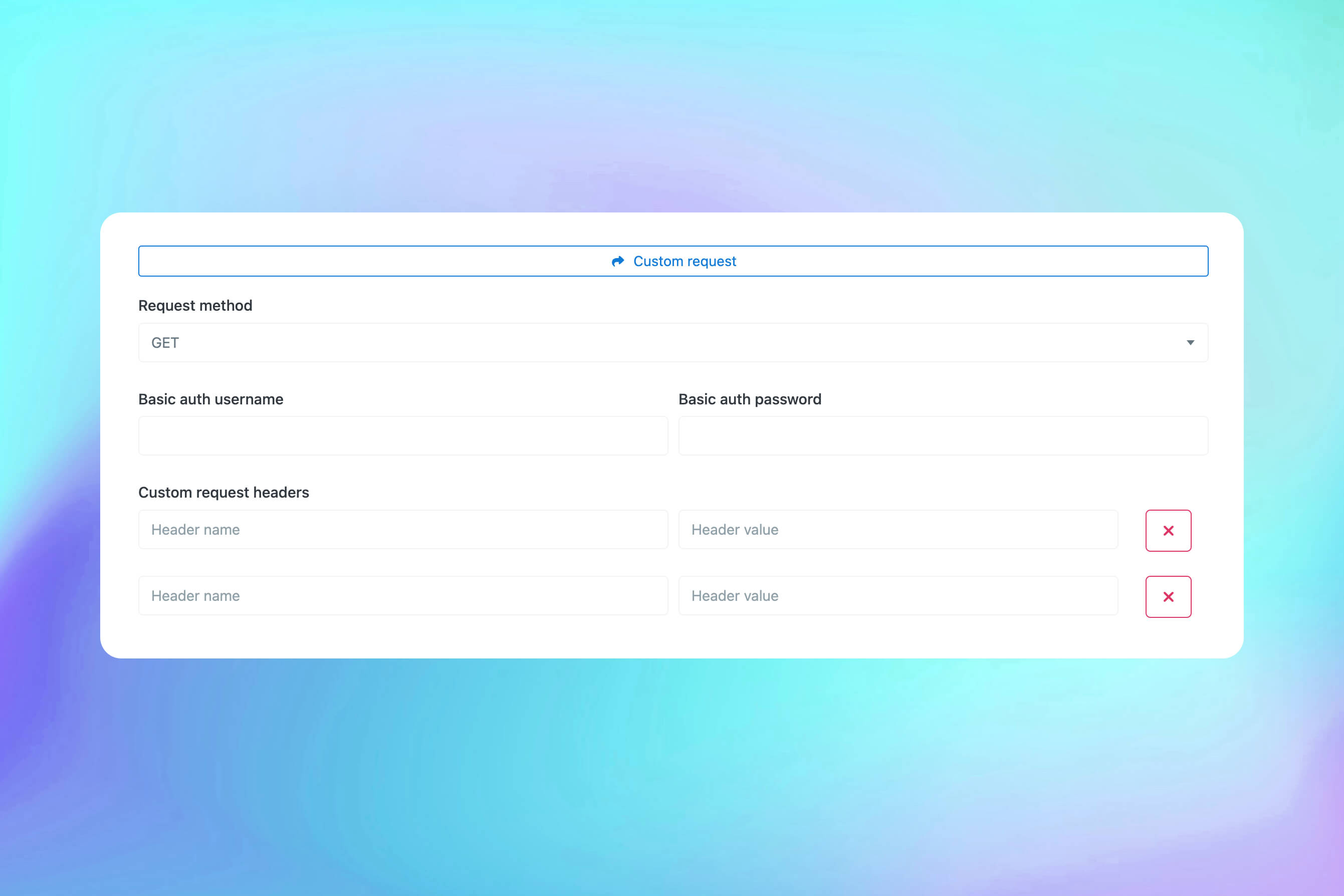 Capture d’écran de la fonction des requêtes HTTP personnalisées